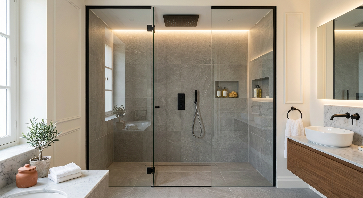 Installation de salle de bain moderne avec douche à l'italienne à Fontenay-sous-Bois